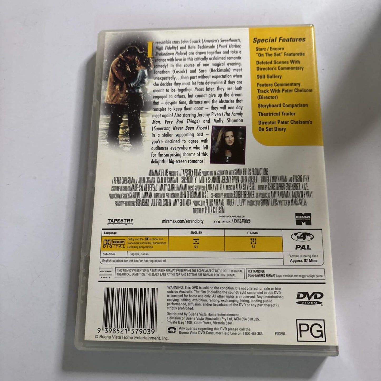 Serendipity (DVD, 2001) John Cusack, Kate Beckinsale Region 4 NEW