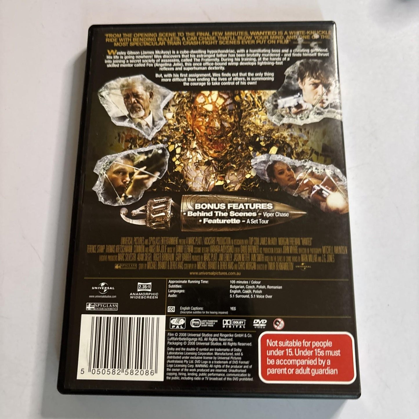 Wanted (DVD, 2008) Angelina Jolie, Morgan Freeman Region 4,2 NEW