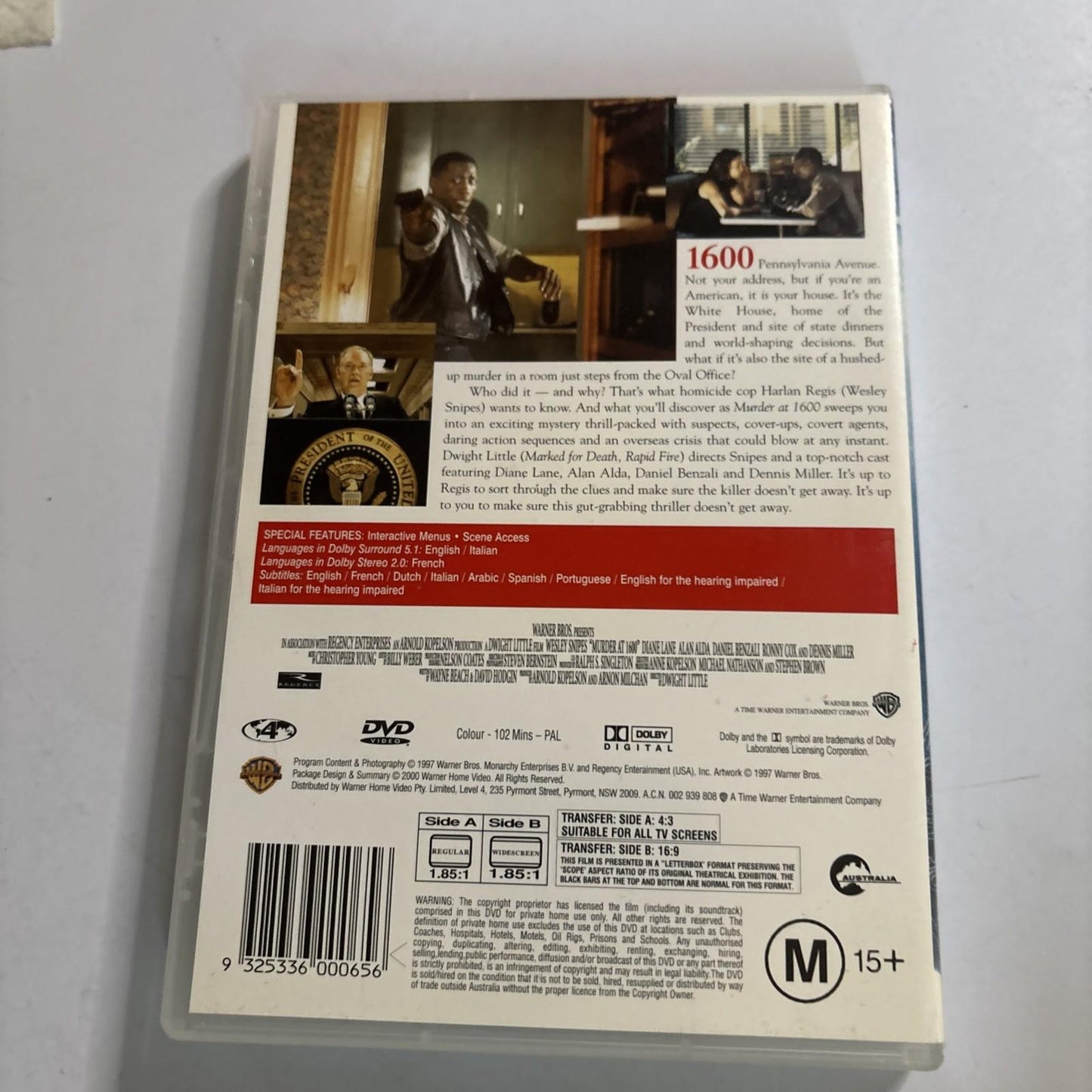 Murder at 1600 (DVD, 1997) Wesley Snipes, Diane Lane Region 4 NEW