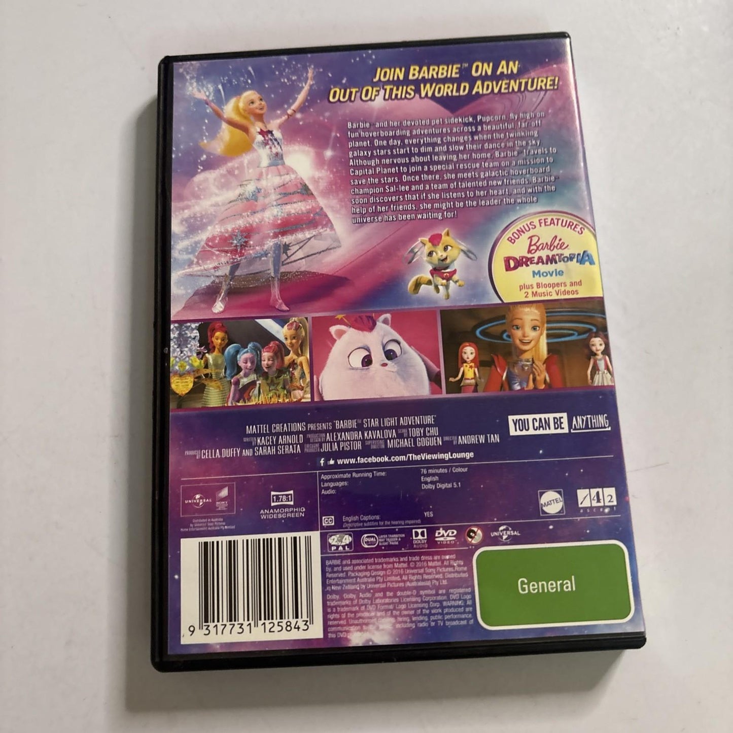 Barbie in Starlight Adventure (DVD, 2016) Region 4,2