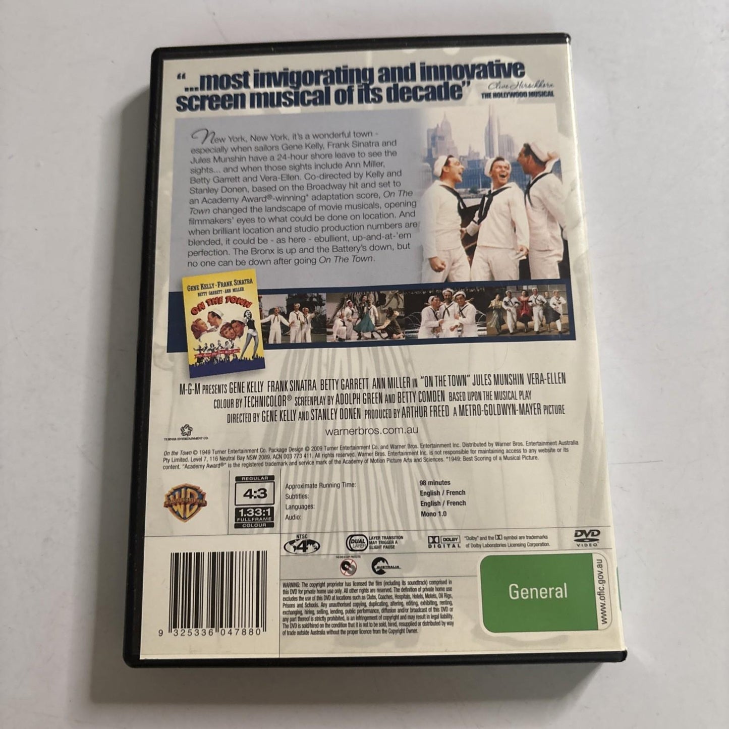 On The Town (DVD, 1949) Frank Sinatra Region 4 NEW