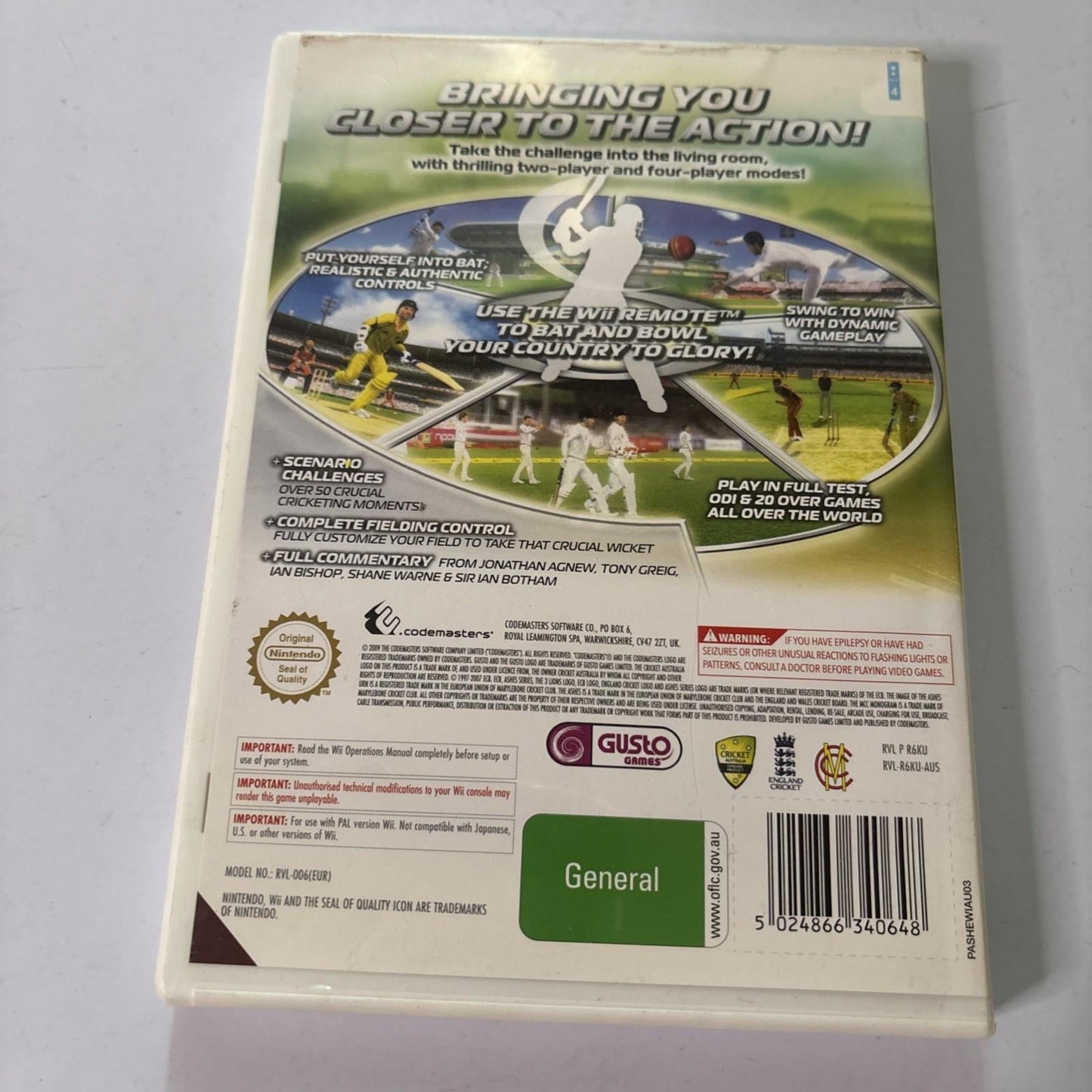 Cricket - Nintendo Wii Game Wii PAL Aus Edition