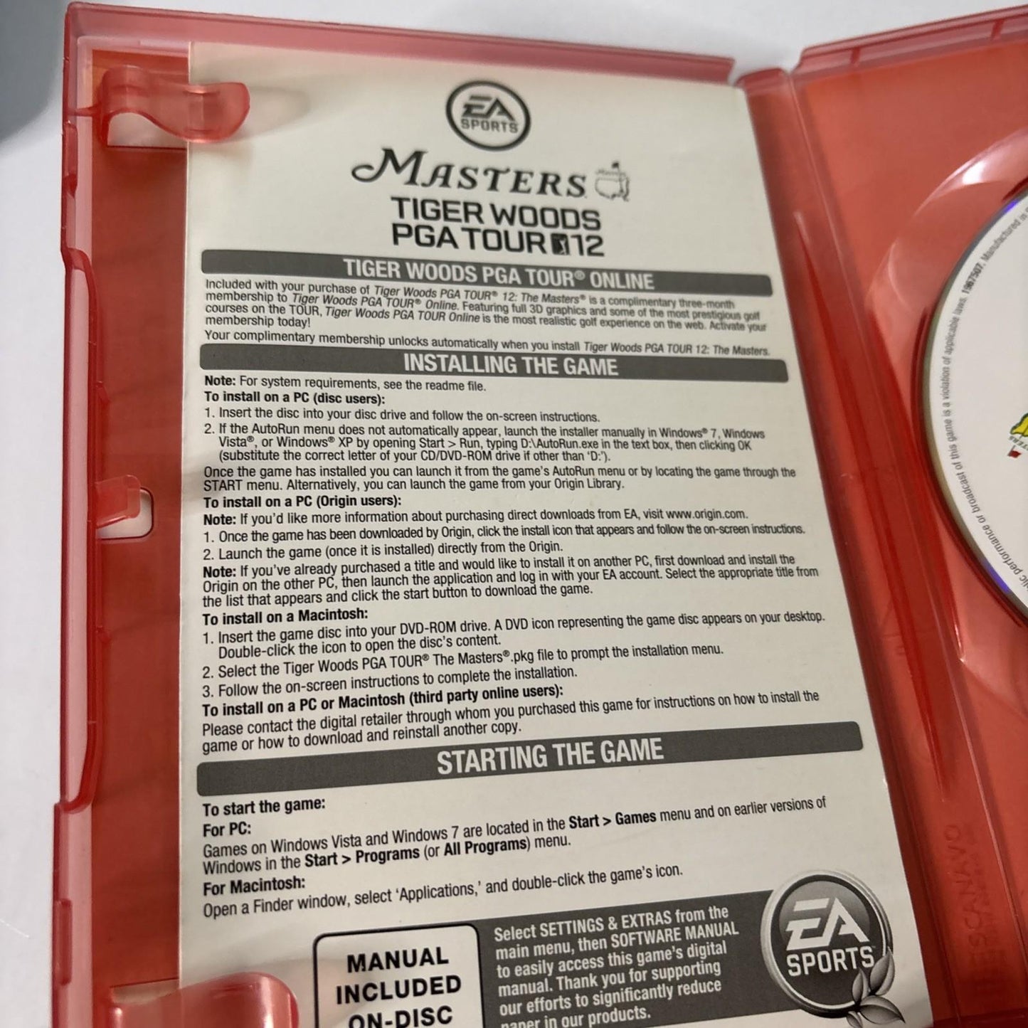 Tiger Woods PGA Tour 12 PC Mac DVD-ROM