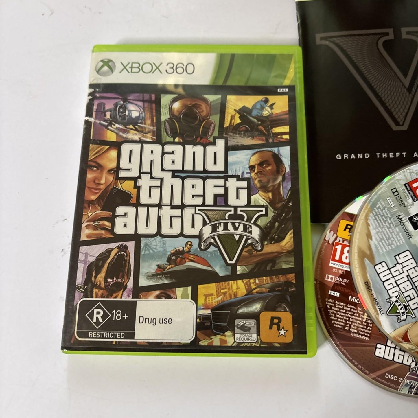 Grand Theft Auto V (Microsoft Xbox 360, 2013) Manual Map PAL