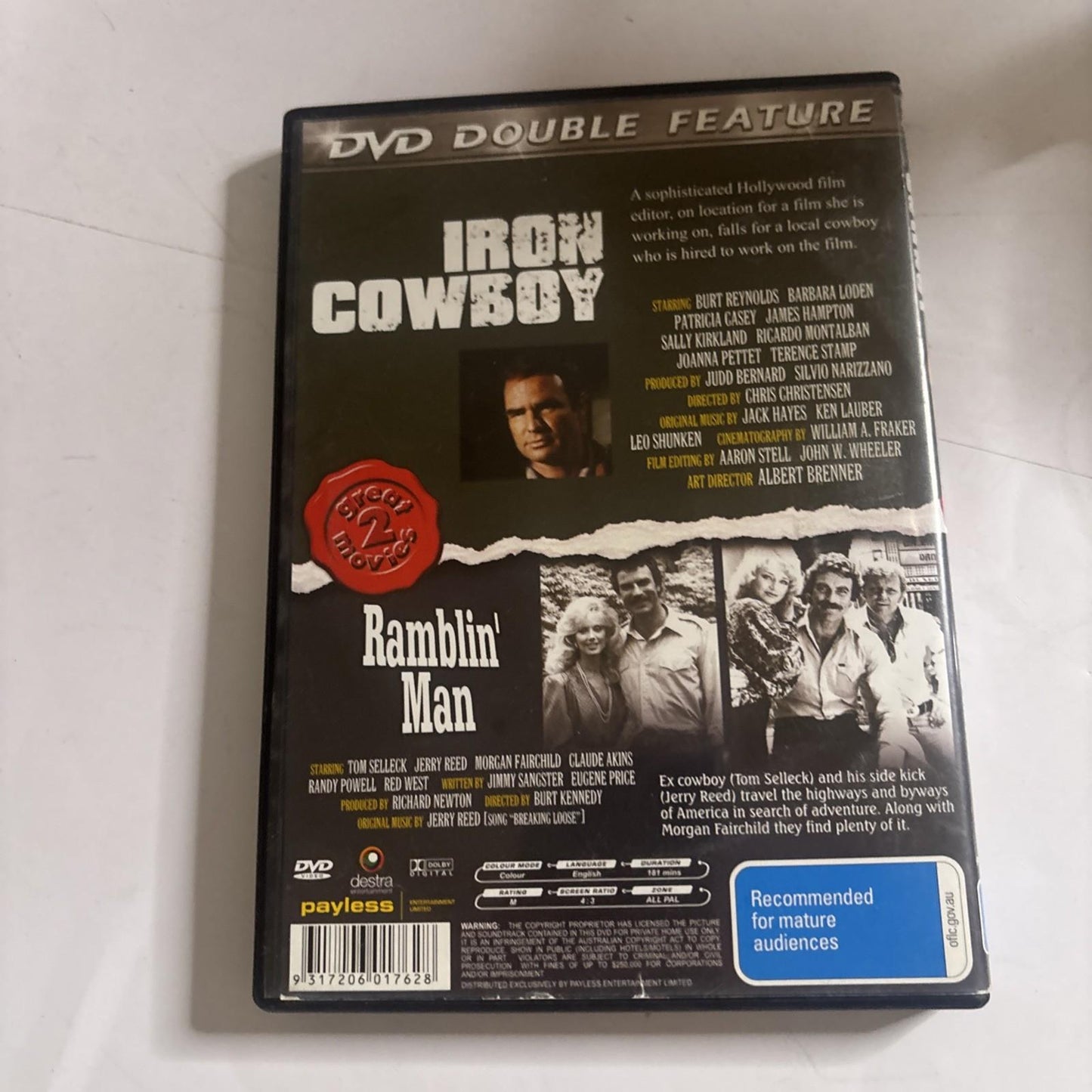 Iron Cowboy / Ramblin' Man (DVD, 2009) Burt Reynolds, Tom Selleck All Regions