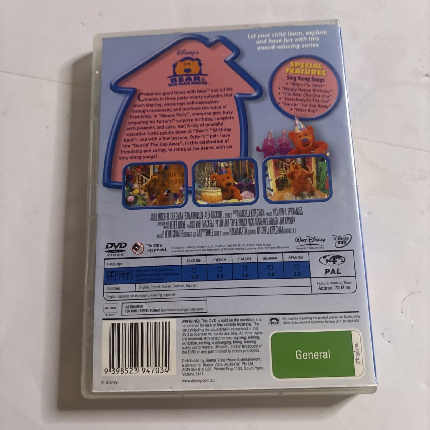 Bear in the Big Blue House - Party Time with Bear (DVD, 2005)  Region 4