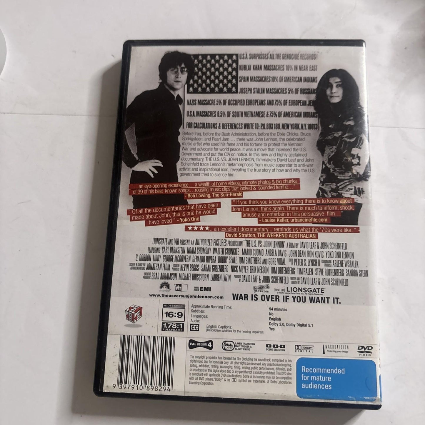 The U.S. vs. John Lennon (DVD, 2006) Region 4