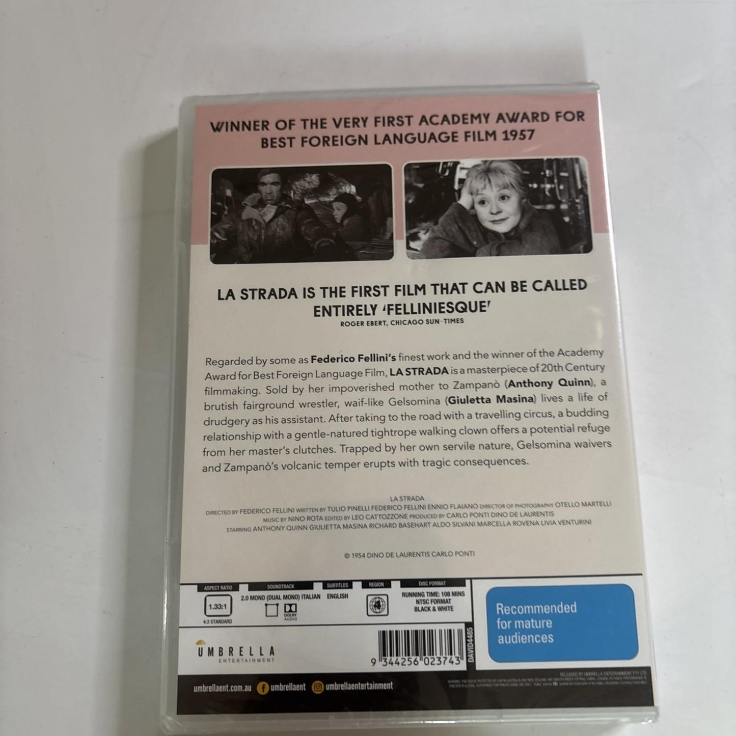 La Strada (DVD, 1954) Federico Fellini, Anthony Quinn Region 4 *New Sealed*