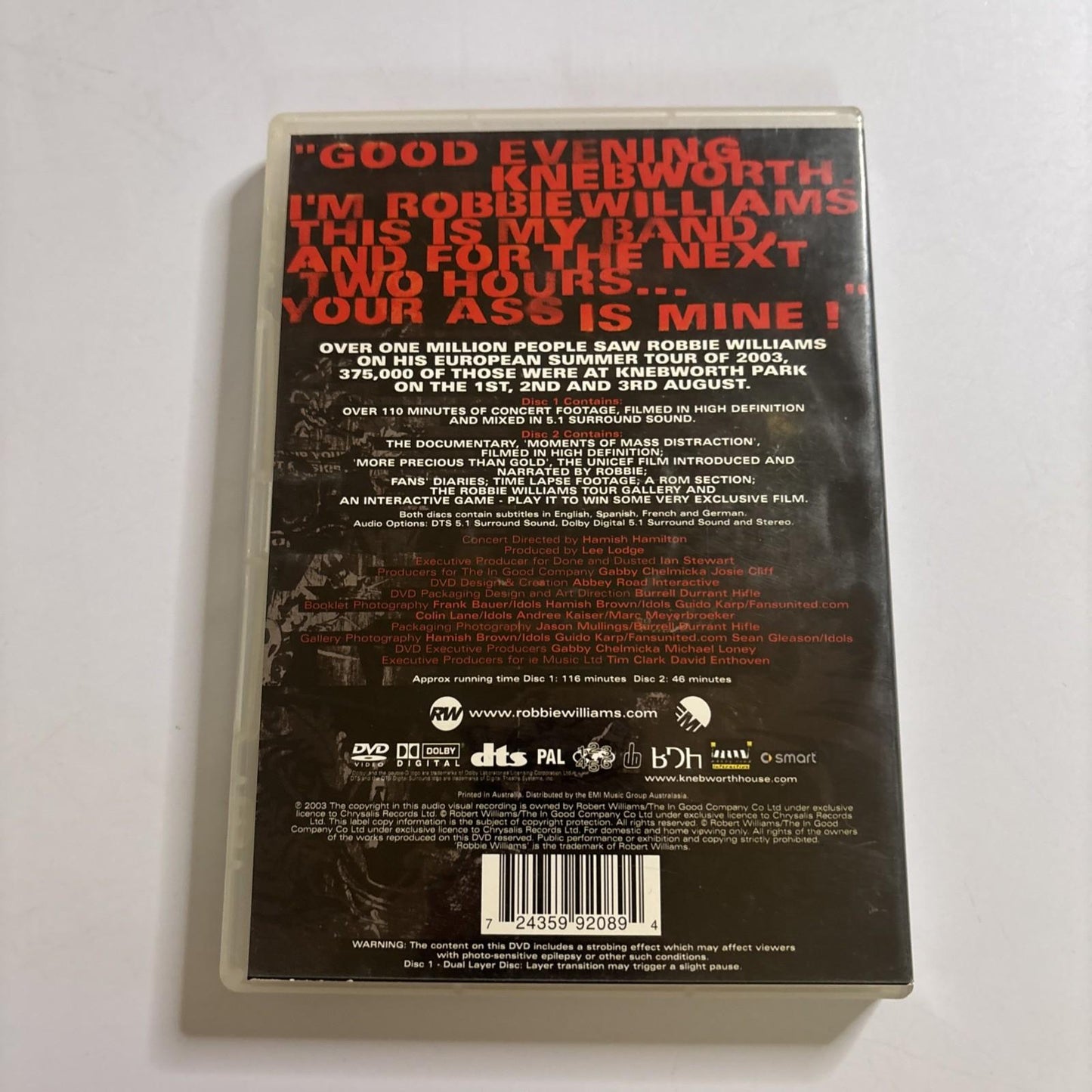 Robbie Williams What We Did Last Summer Live at Knebworth (DVD, 2003) All Region