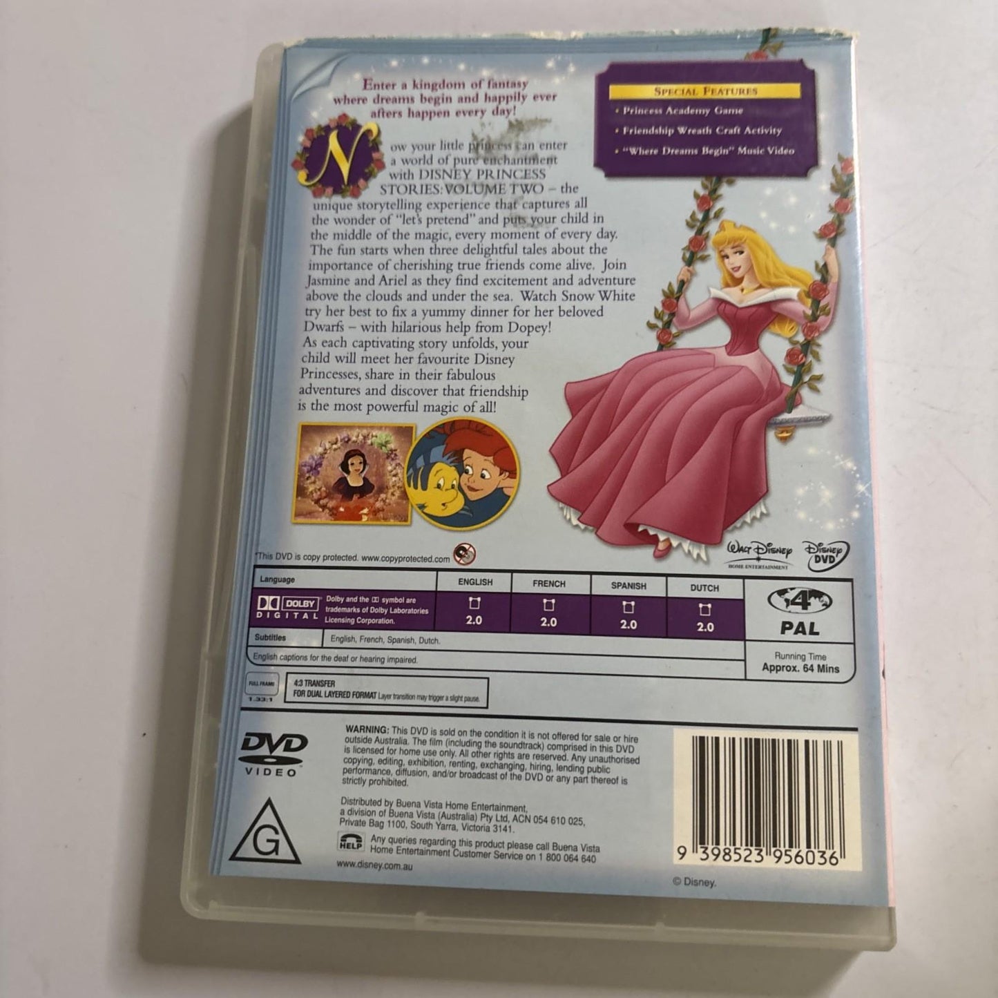 Disney Princess Stories - Tales of Friendship : Vol 2 (DVD, 2005) Region 4