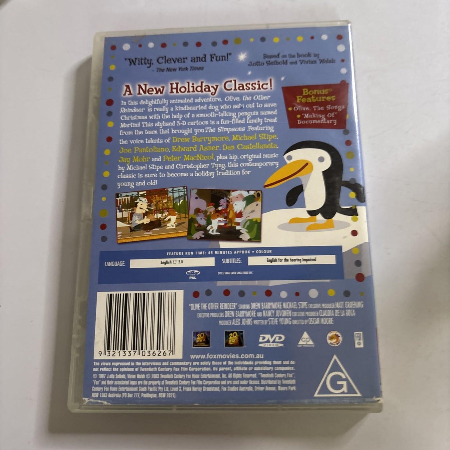 Olive the Other Reindeer (DVD, 1999) Drew Barrymore Region 4