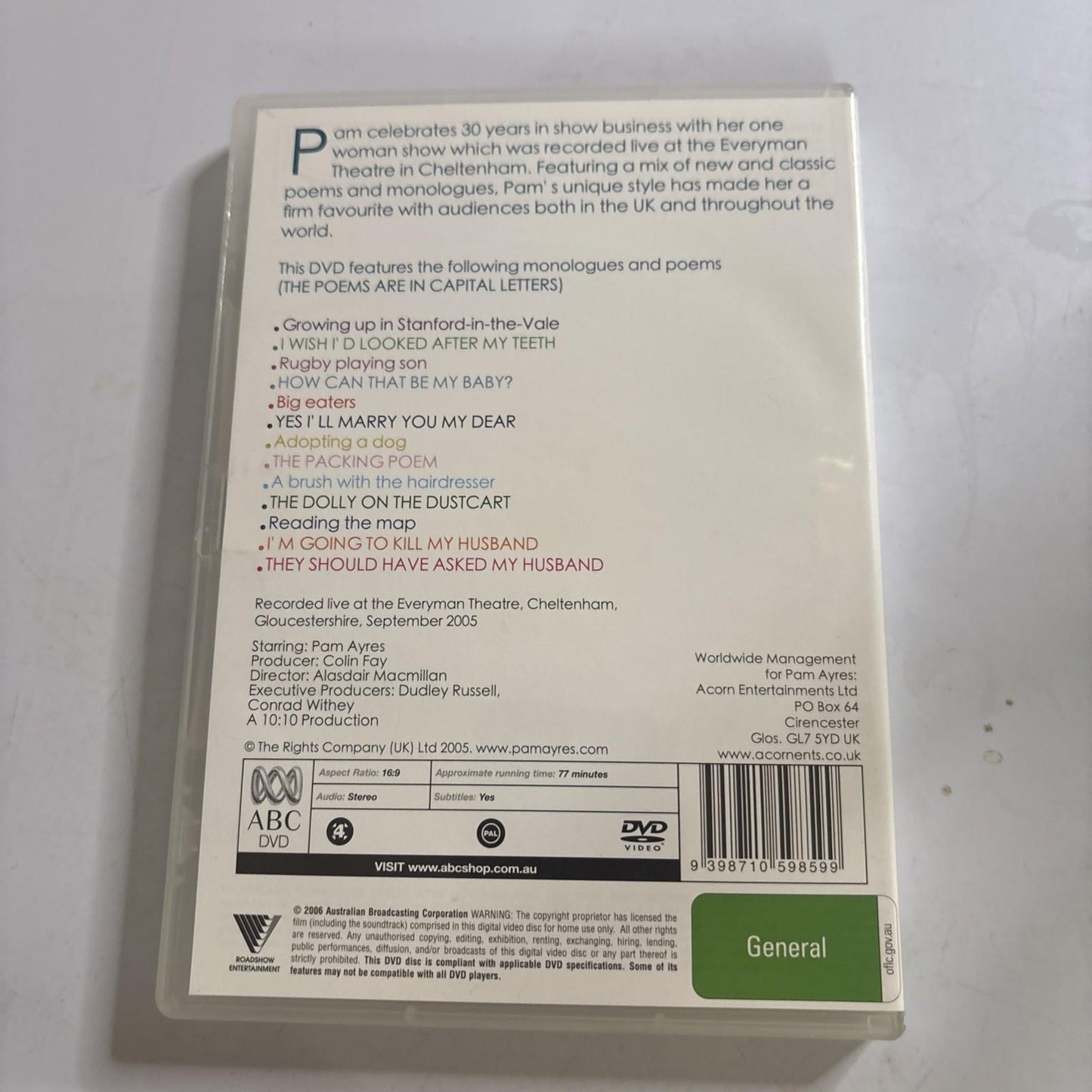 Pam Ayres - In Her Own Words (DVD) Region 4 NEW