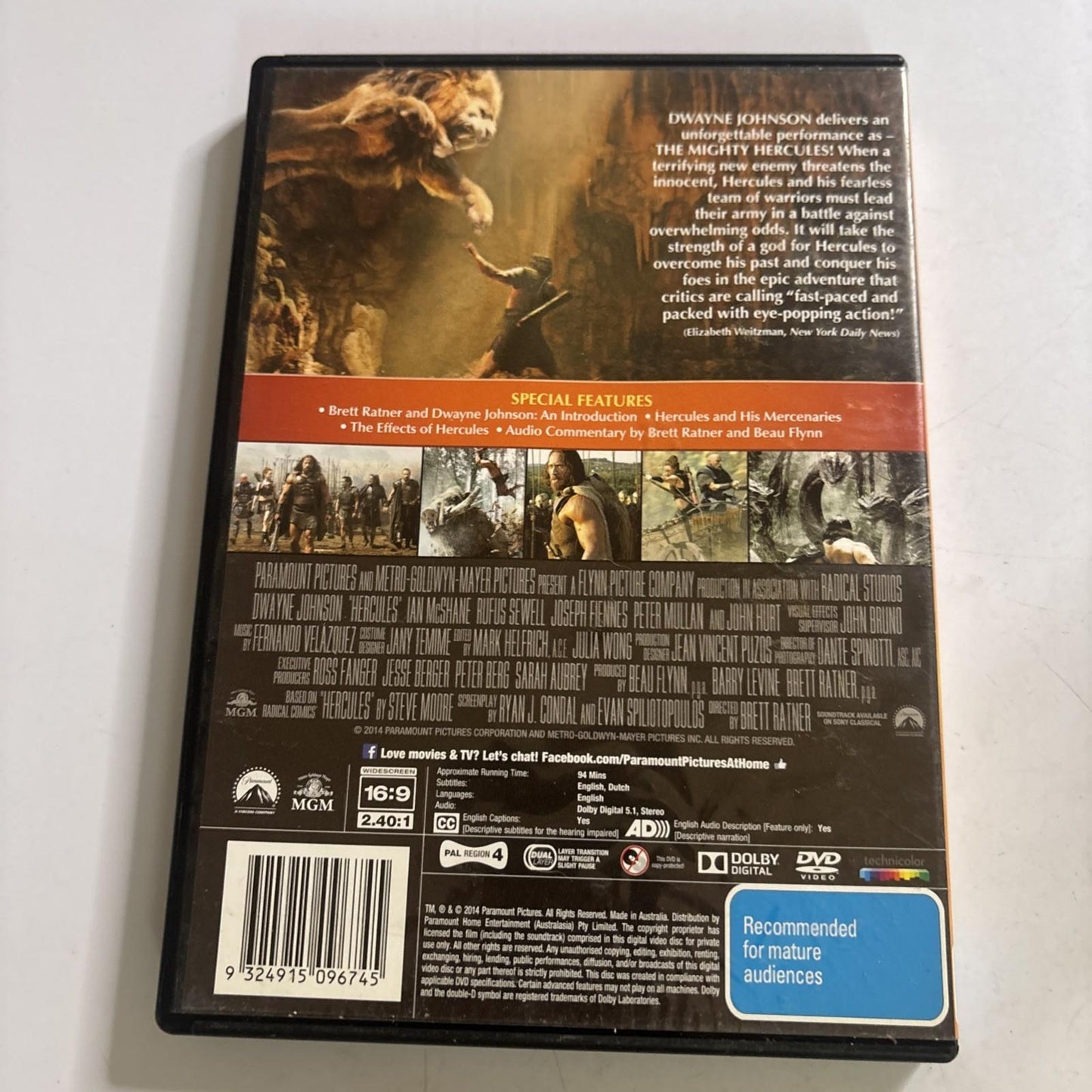 Hercules (DVD, 2014) Dwayne Johnson Region 4