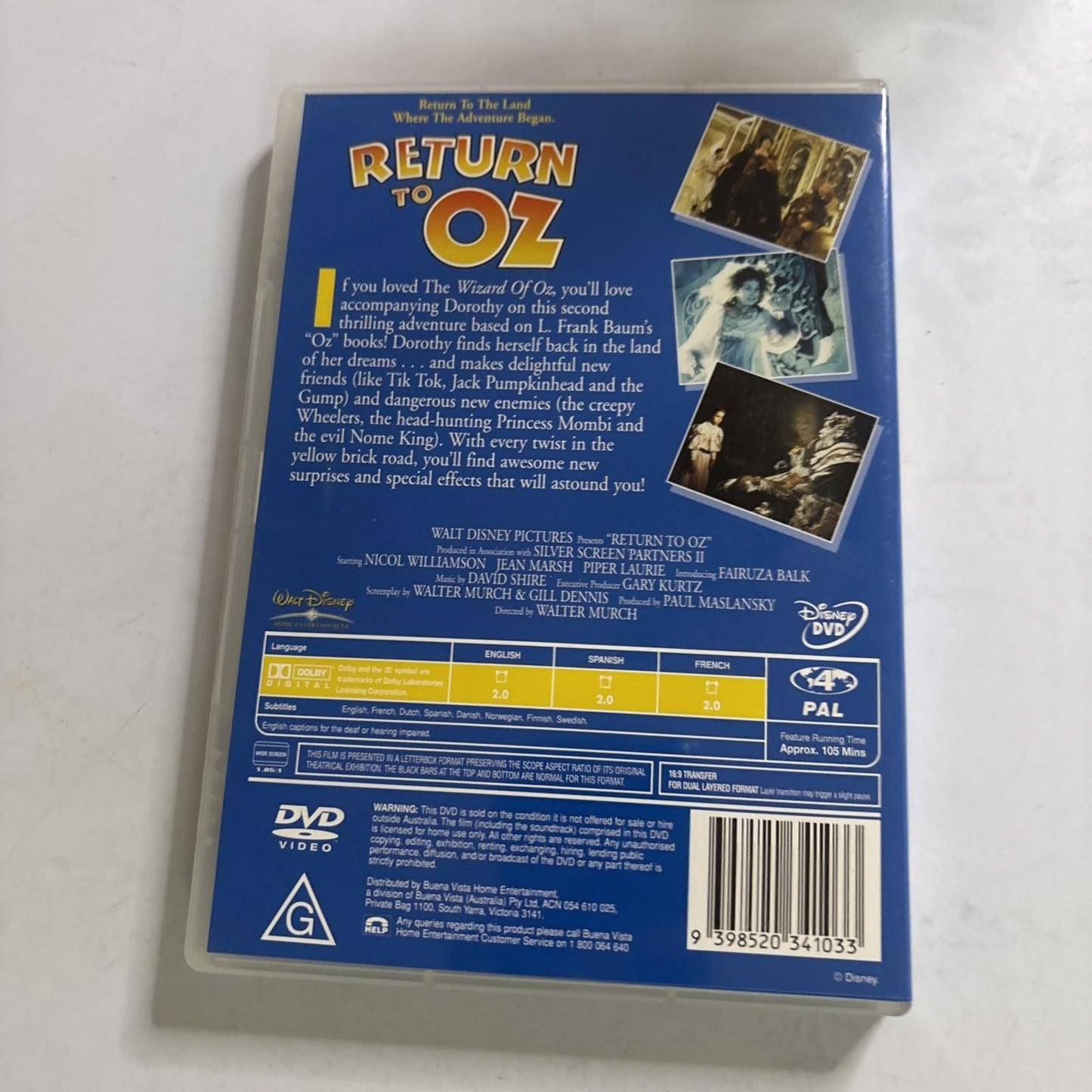 Return To Oz (DVD, 1985) Nicol Williamson, Jean Marsh Region 4 NEW