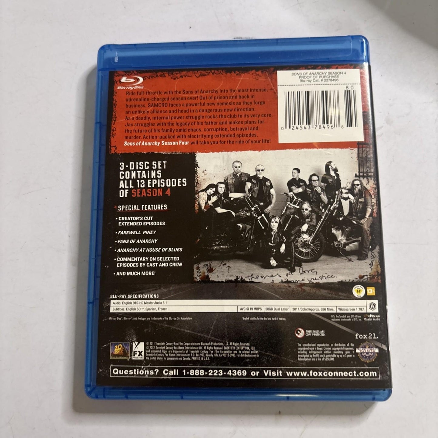 Sons of Anarchy: Season 4 (Blu-Ray, 2012)  Region A Ron Pearlman