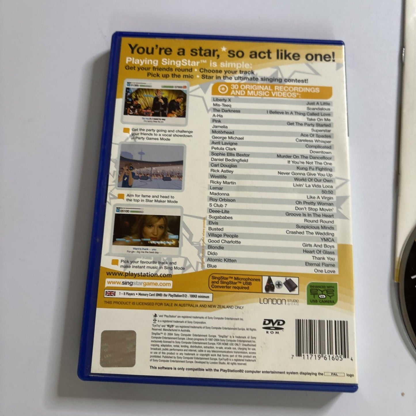 Singstar Sony PlayStation 2 PS2 Manual PAL
