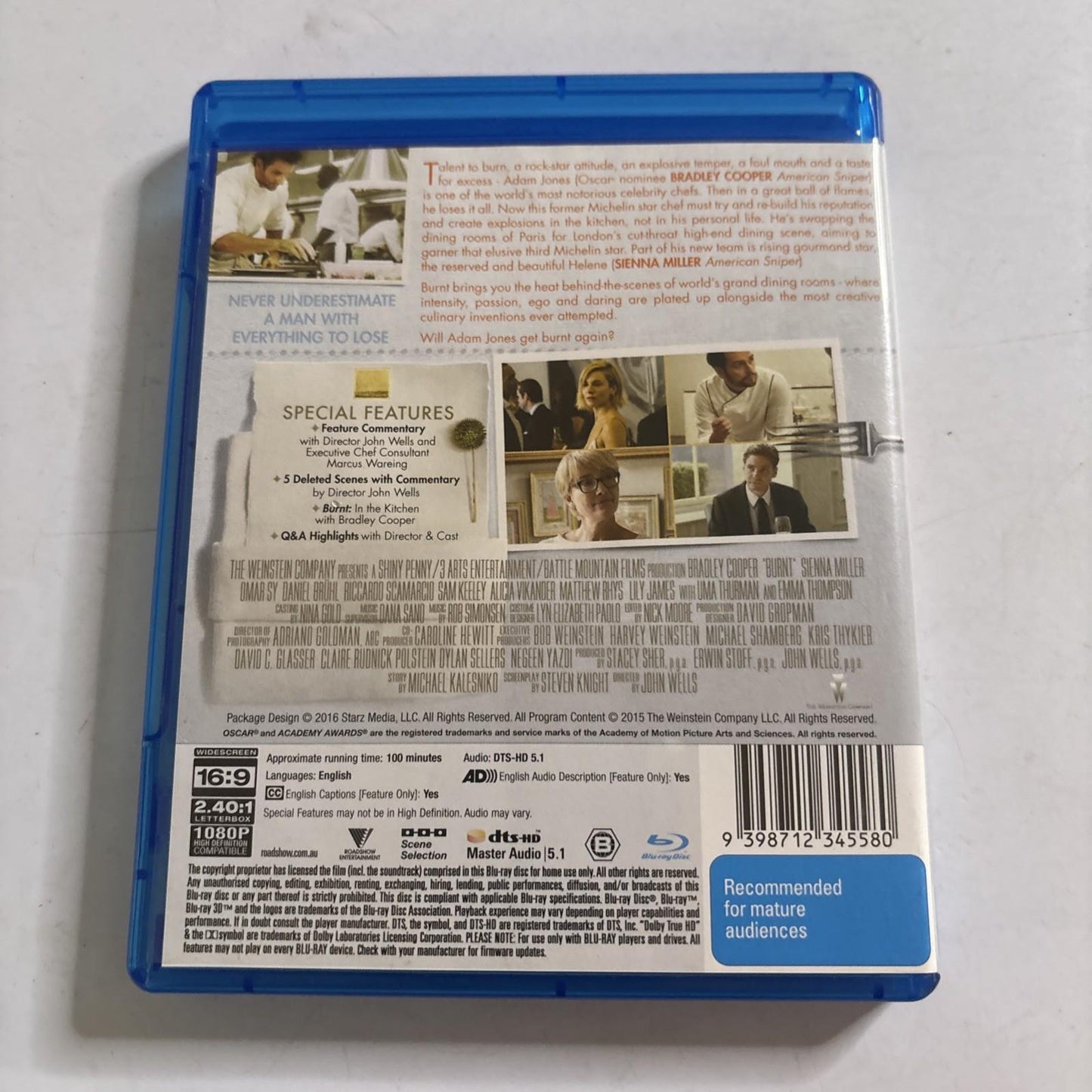 Burnt (Blu-ray, 2015) Bradley Cooper Region B