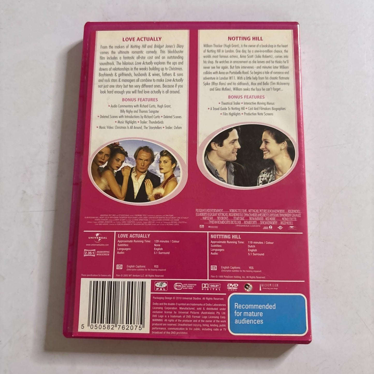 Love Actually / Notting Hill (DVD) Hugh Grant, Julia Roberts Movie Region 4