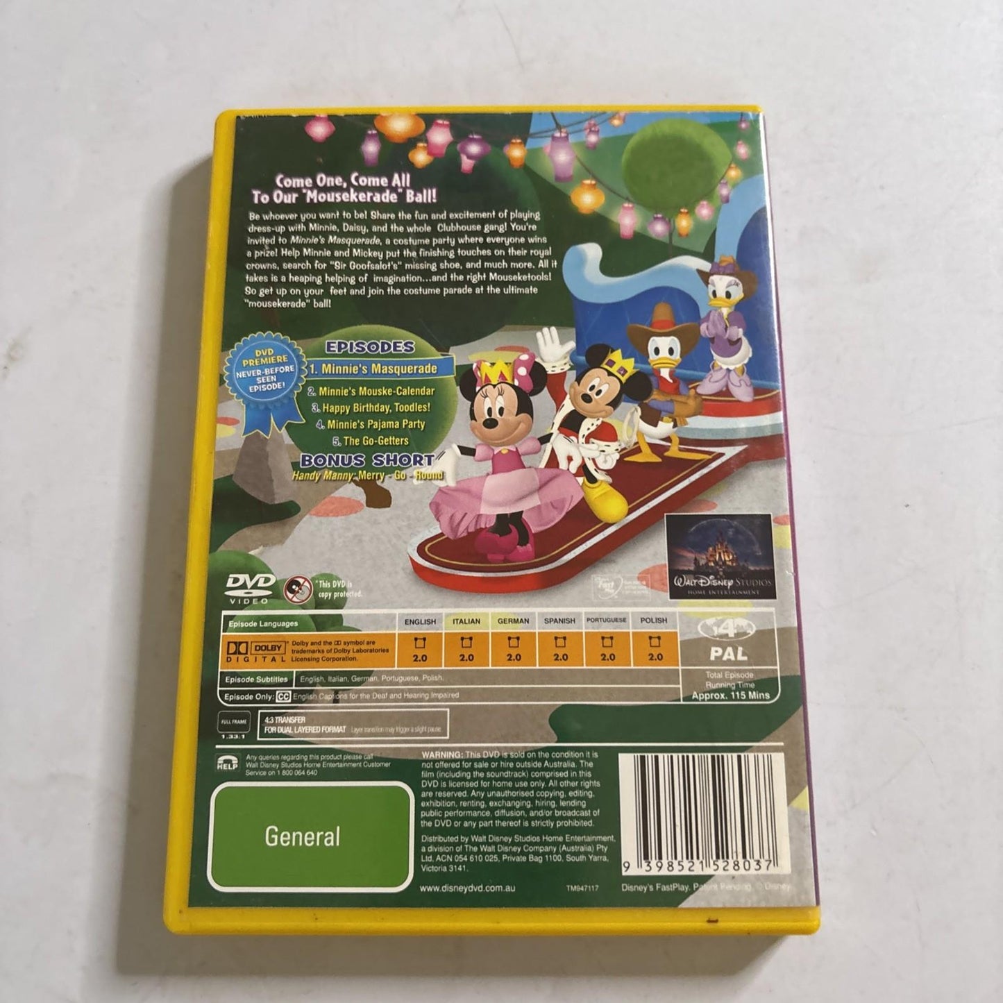 Mickey Mouse Clubhouse - Minnie's Masquerade (DVD, 2010) Region 4
