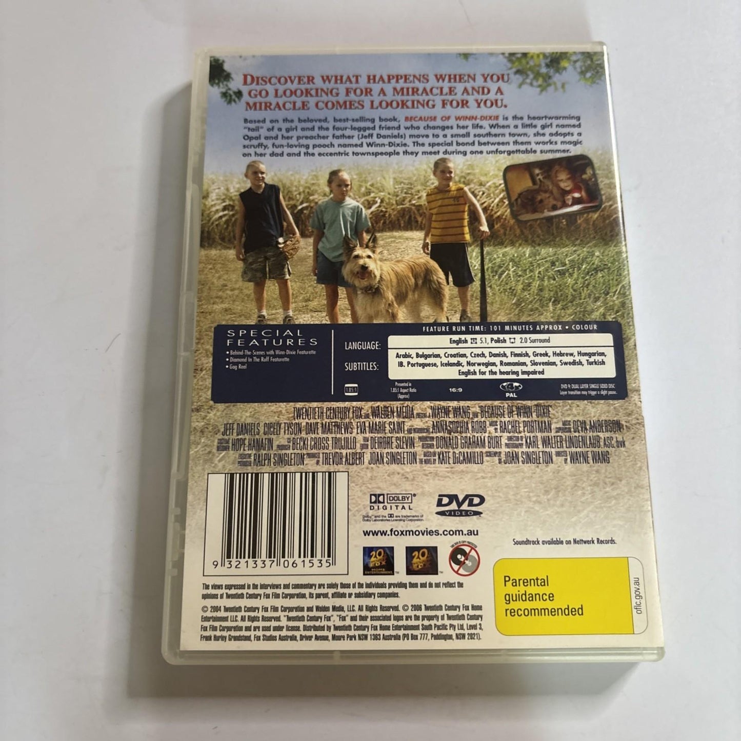 Because of Winn-Dixie (DVD, 2005) Region 4