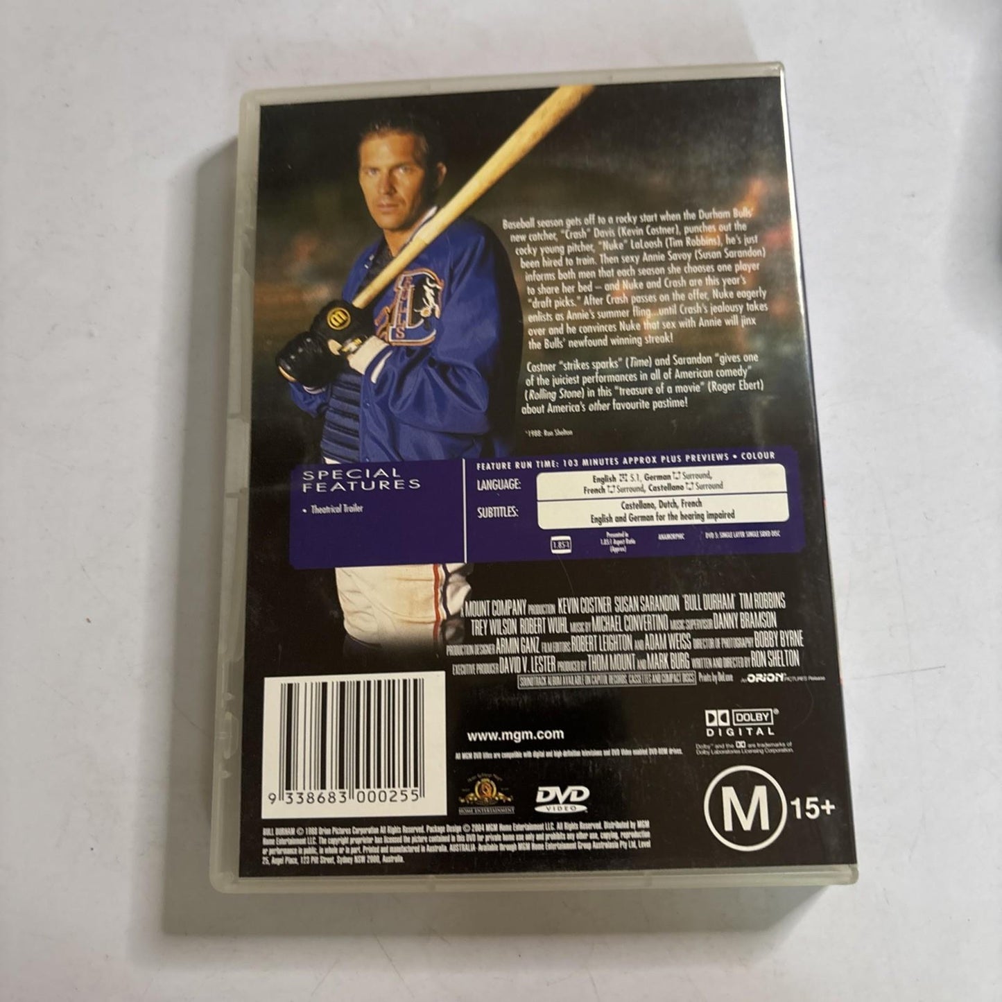 Bull Durham (DVD, 1988) Kevin Costner, Susan Sarandon Region 4