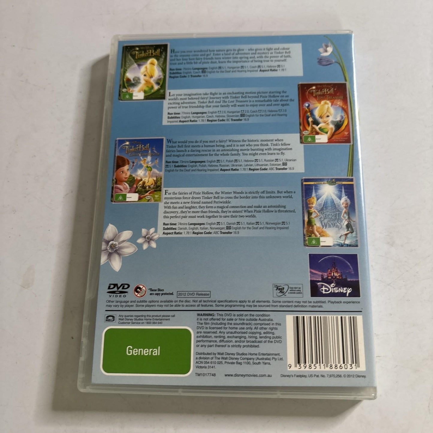 Tinker Bell Disney Fairies - Collection | 4 Movie Set (DVD, 2012) Region 4
