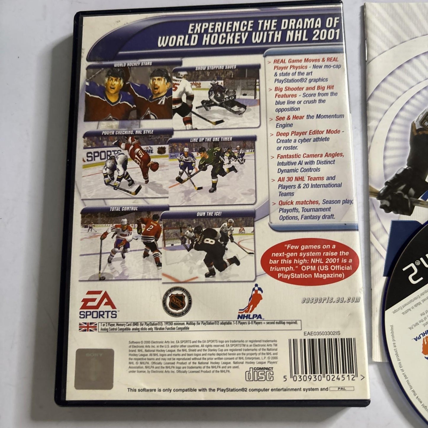 NHL 2001 - Sony Playstation 2 (PS2) PAL Manual