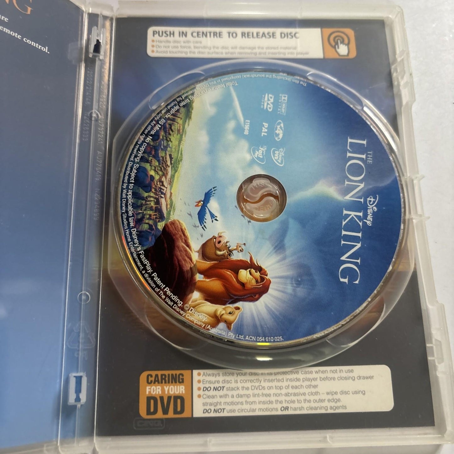 The Lion King (Special Edition, DVD, 1994) Region 4
