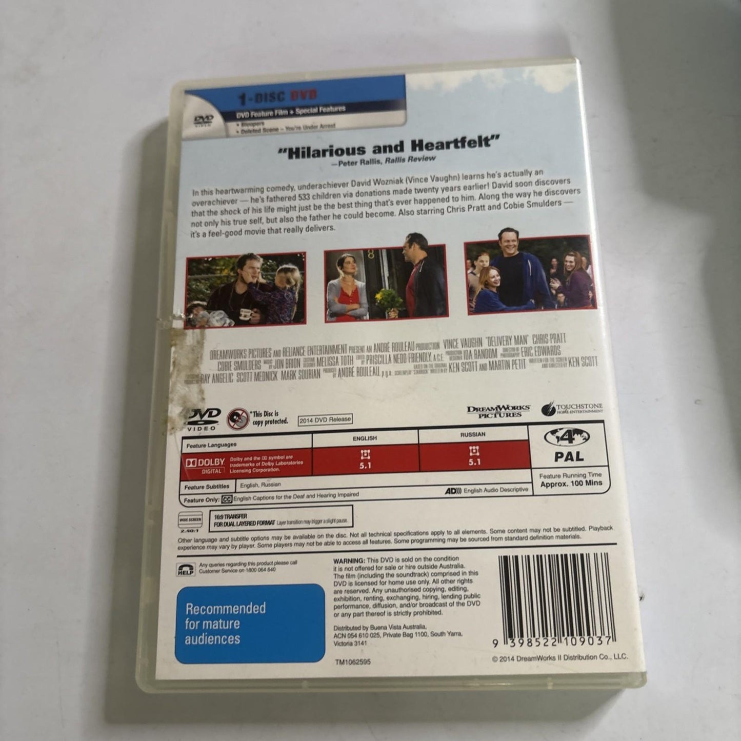 Delivery Man (DVD, 2013) Vince Vaughn Region 4