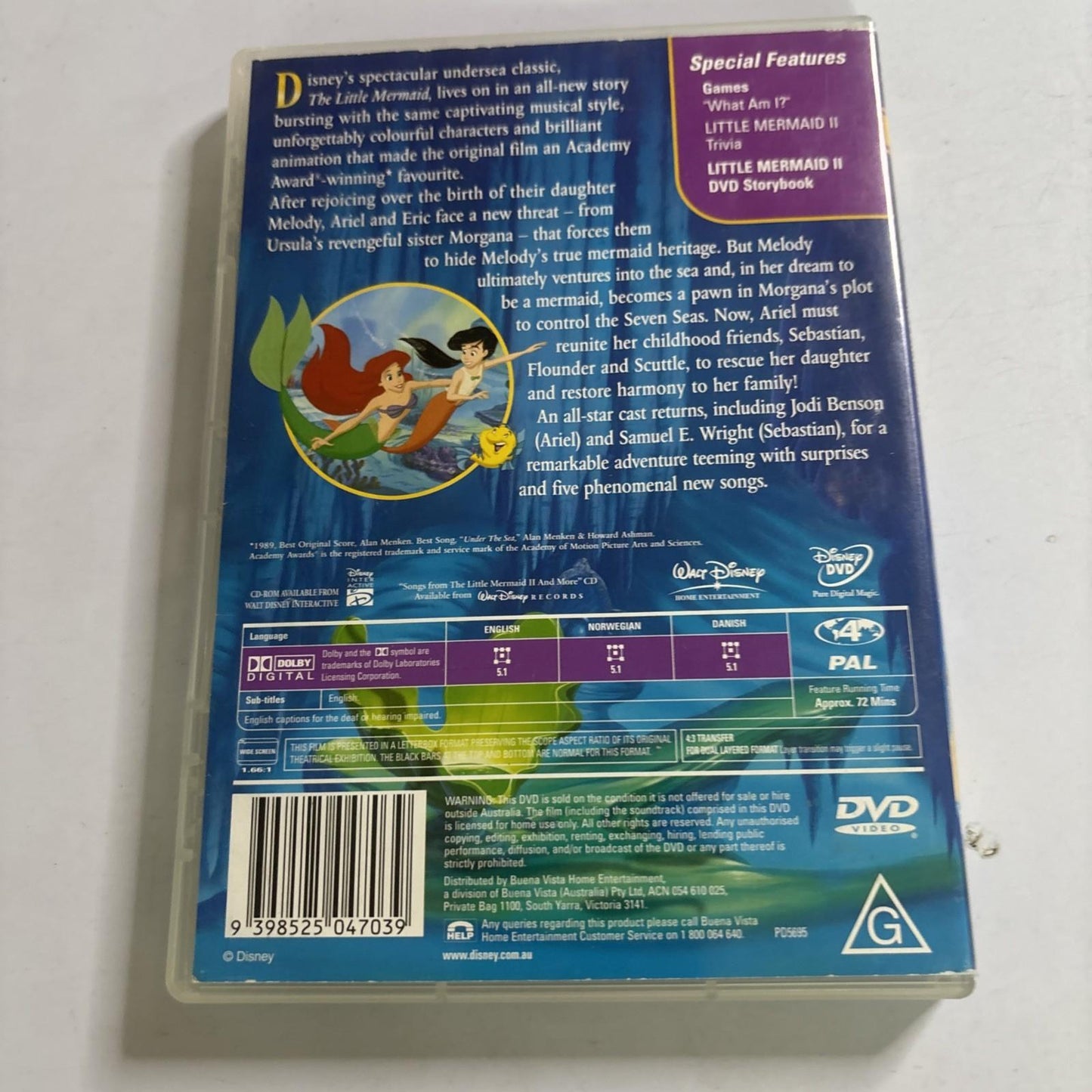 The Little Mermaid II - Return to the Sea (DVD, 2000) Region 4