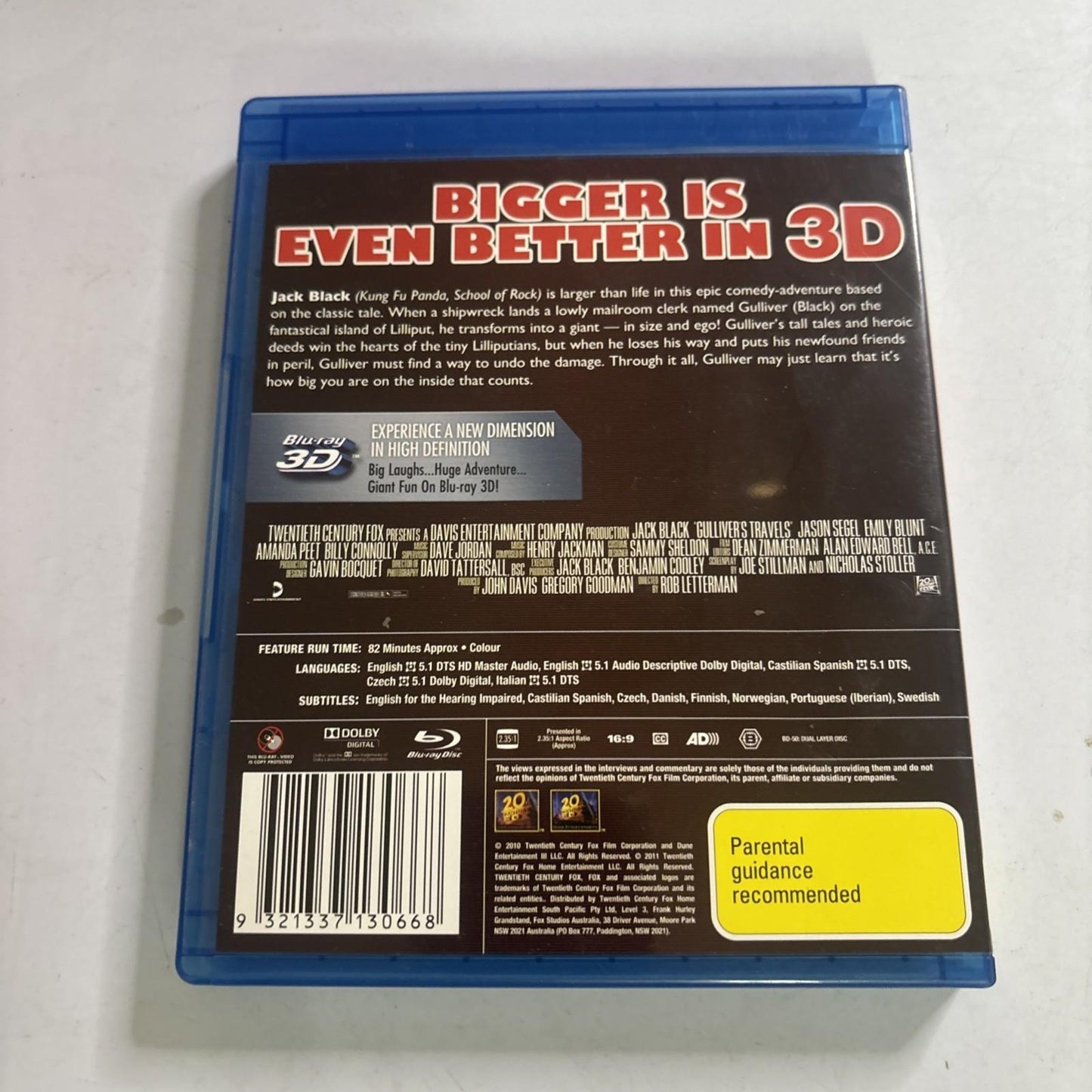 Gulliver's Travels (Blu-ray 3D, 2010) Jack Black Region B