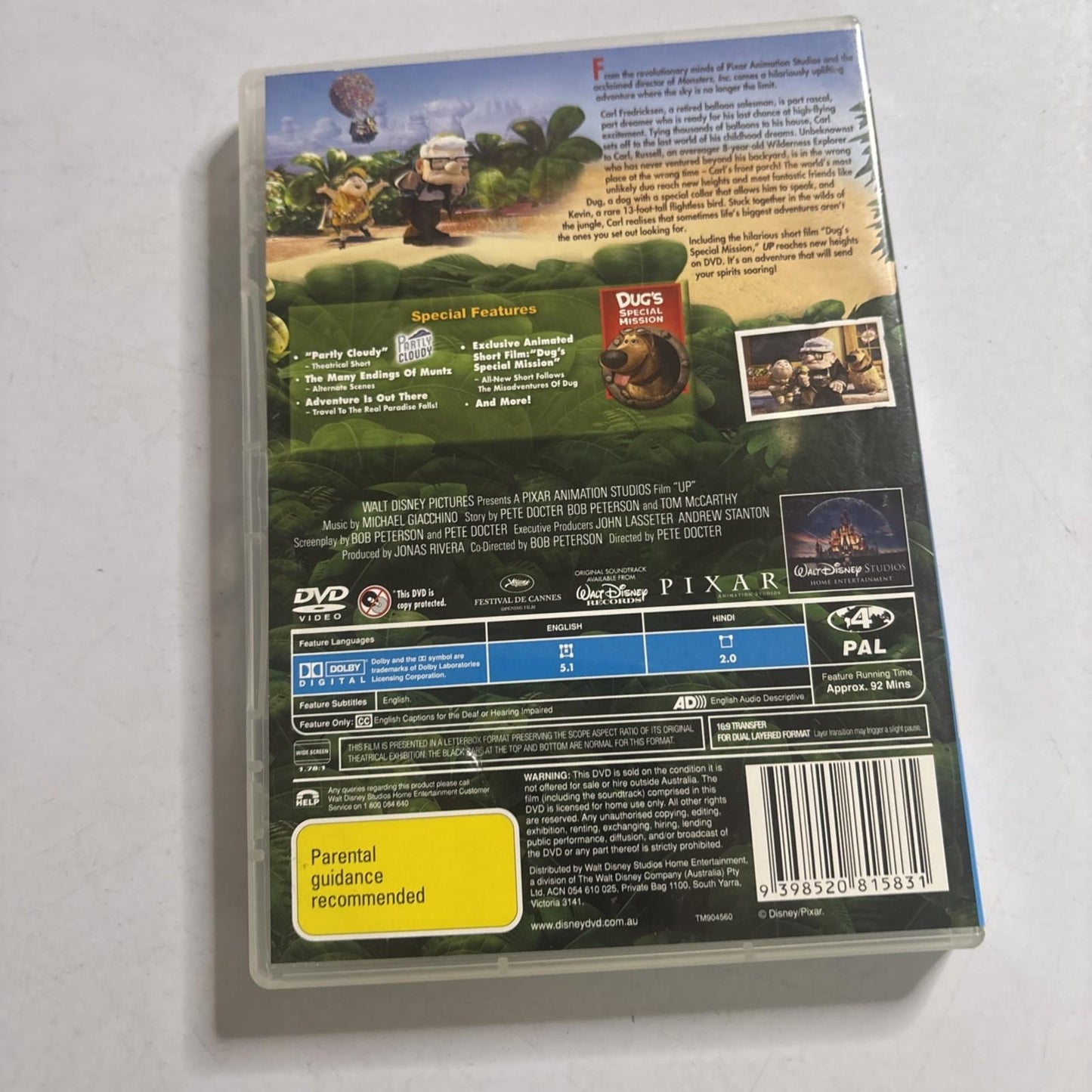 Up (DVD, 2009) Disney Pixar Region 4