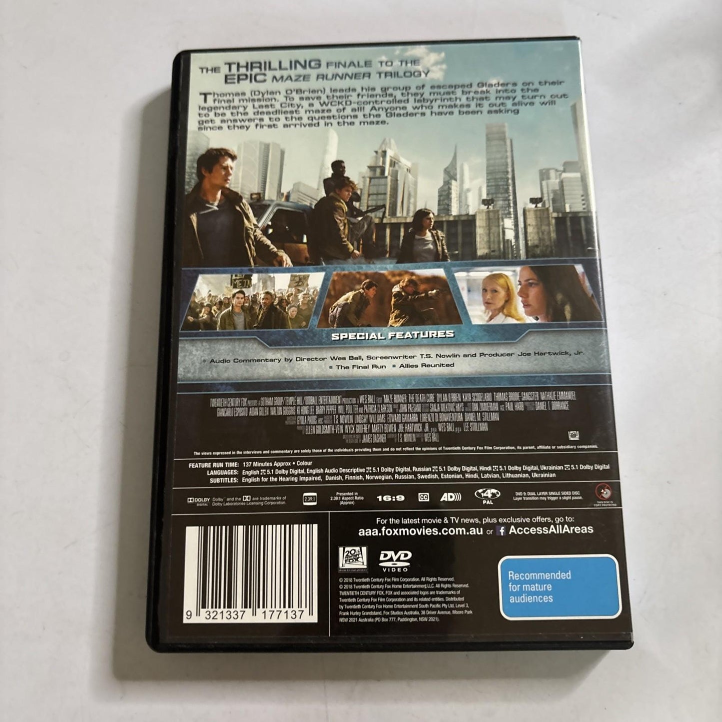 Maze Runner - The Death Cure (DVD, 2018) Region 4 NEW