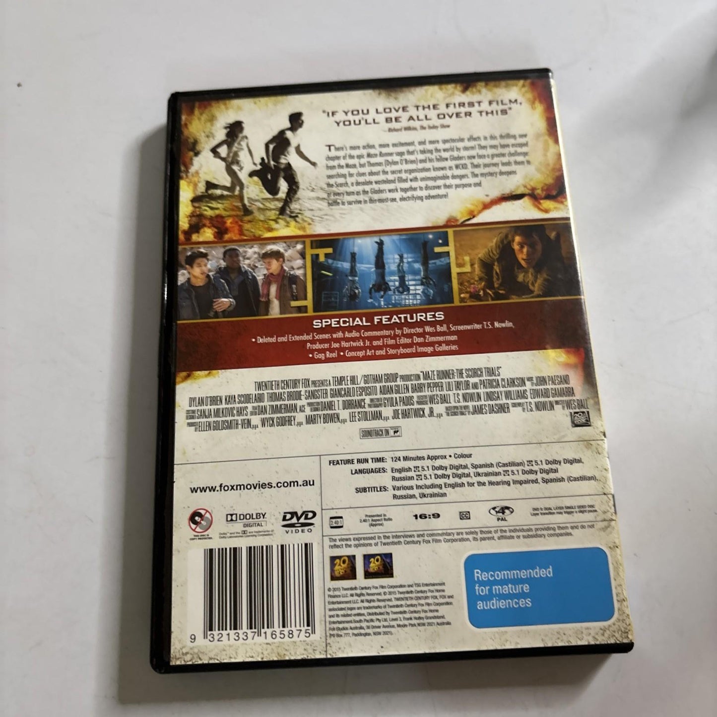 Maze Runner - The Scorch Trials (DVD, 2015) Region 4 NEW