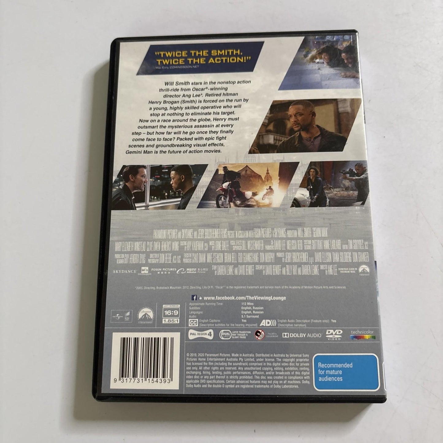 Gemini Man (DVD, 2019) Will Smith Region 4