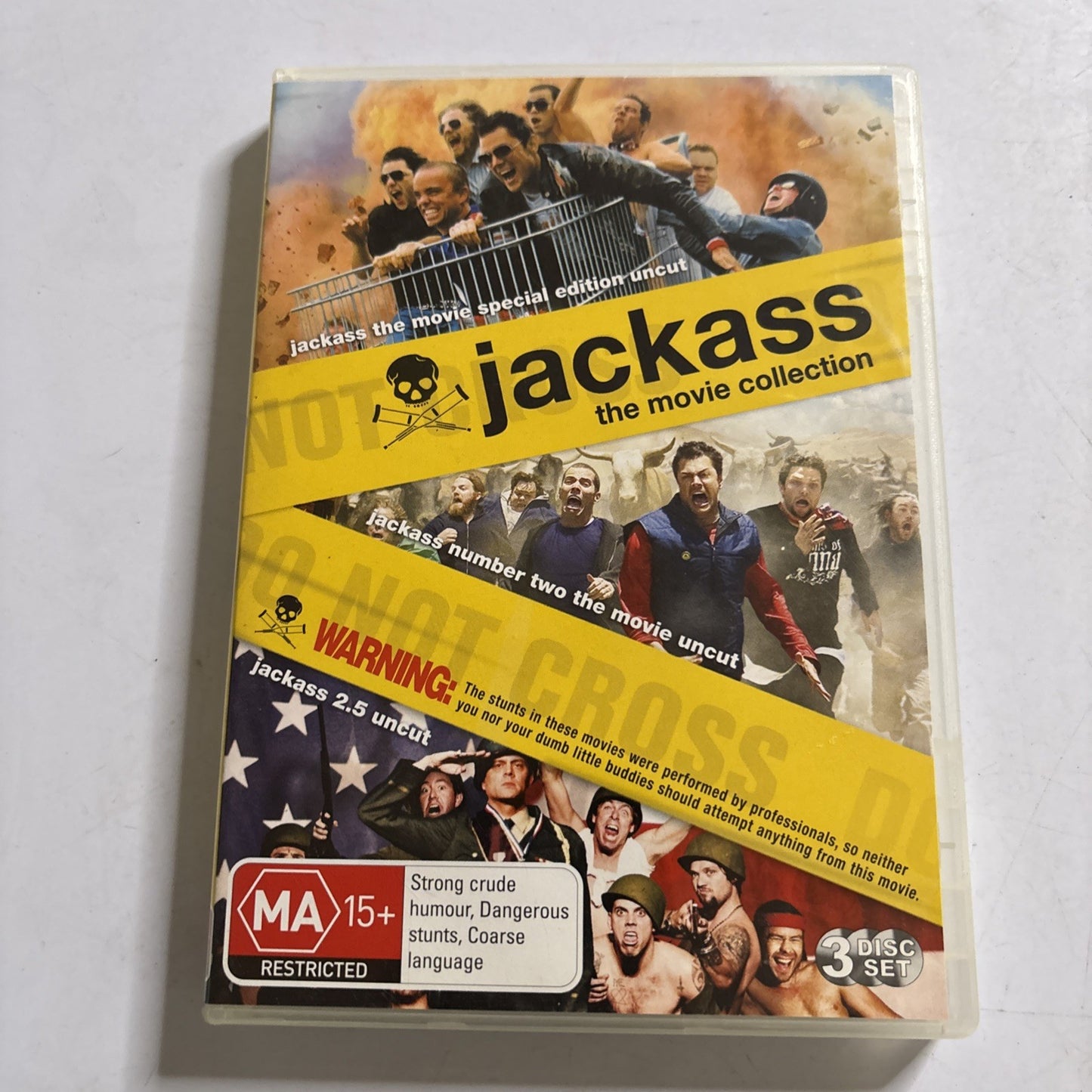 Jackass The Movie Collection DVD 3 Disc set Region 4 : Johnny Knoxville pranks