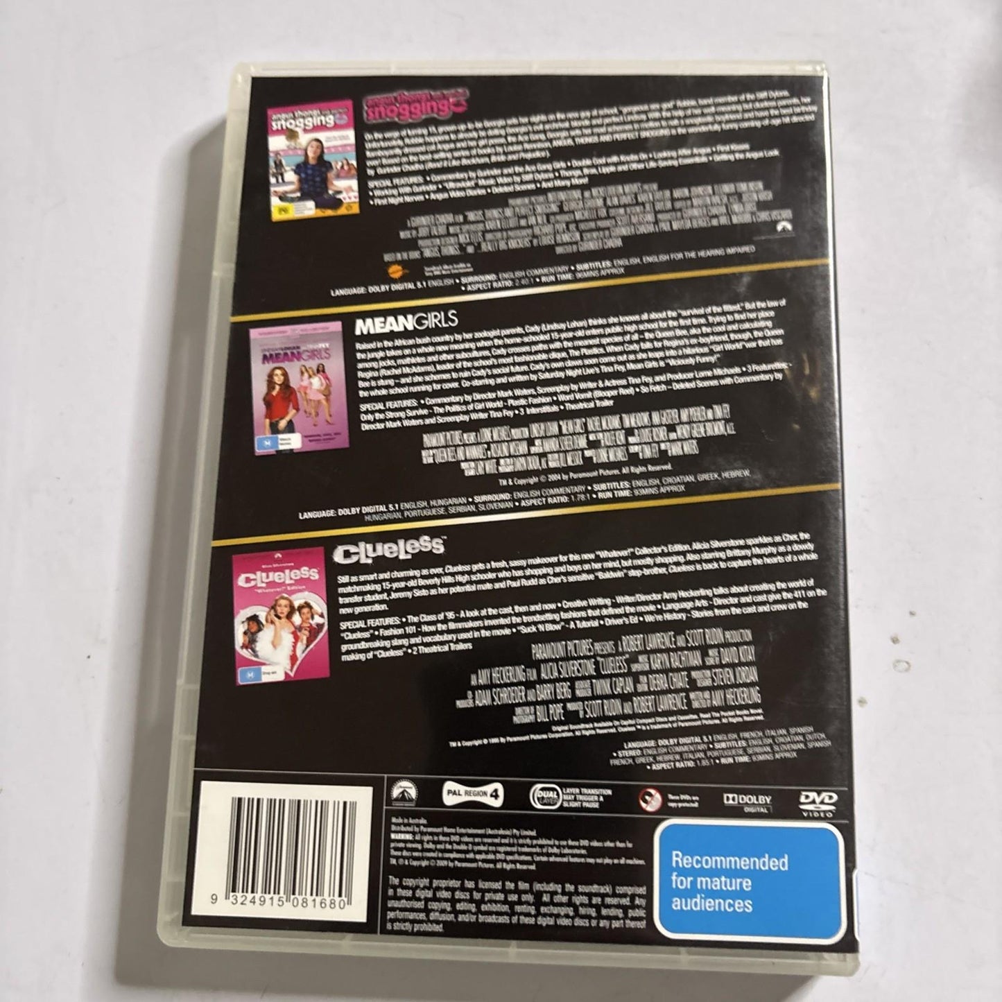 Angus, Thongs and Perfect Snogging / Mean Girls / Clueless (DVD, 2008) Region 4