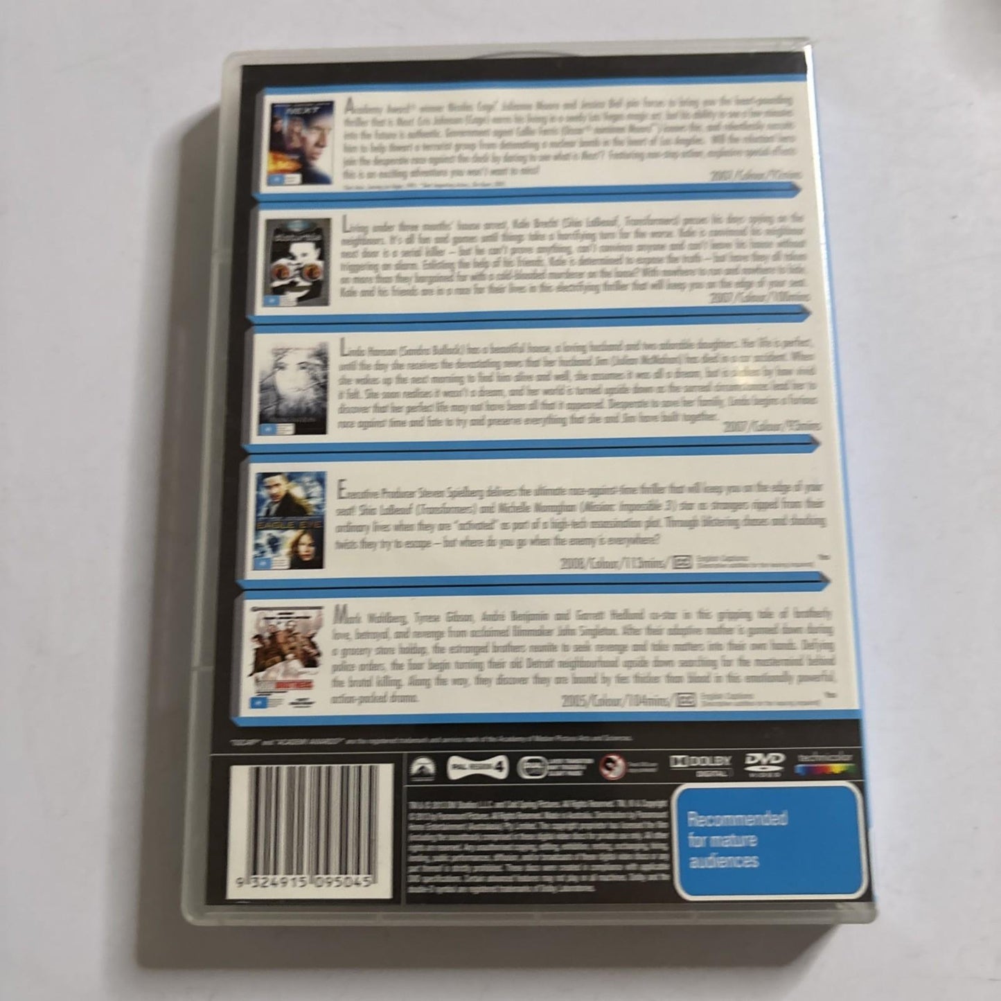 Next / Disturbia / Premonition / Eagle Eye / Four Brothers (DVD) Region 4