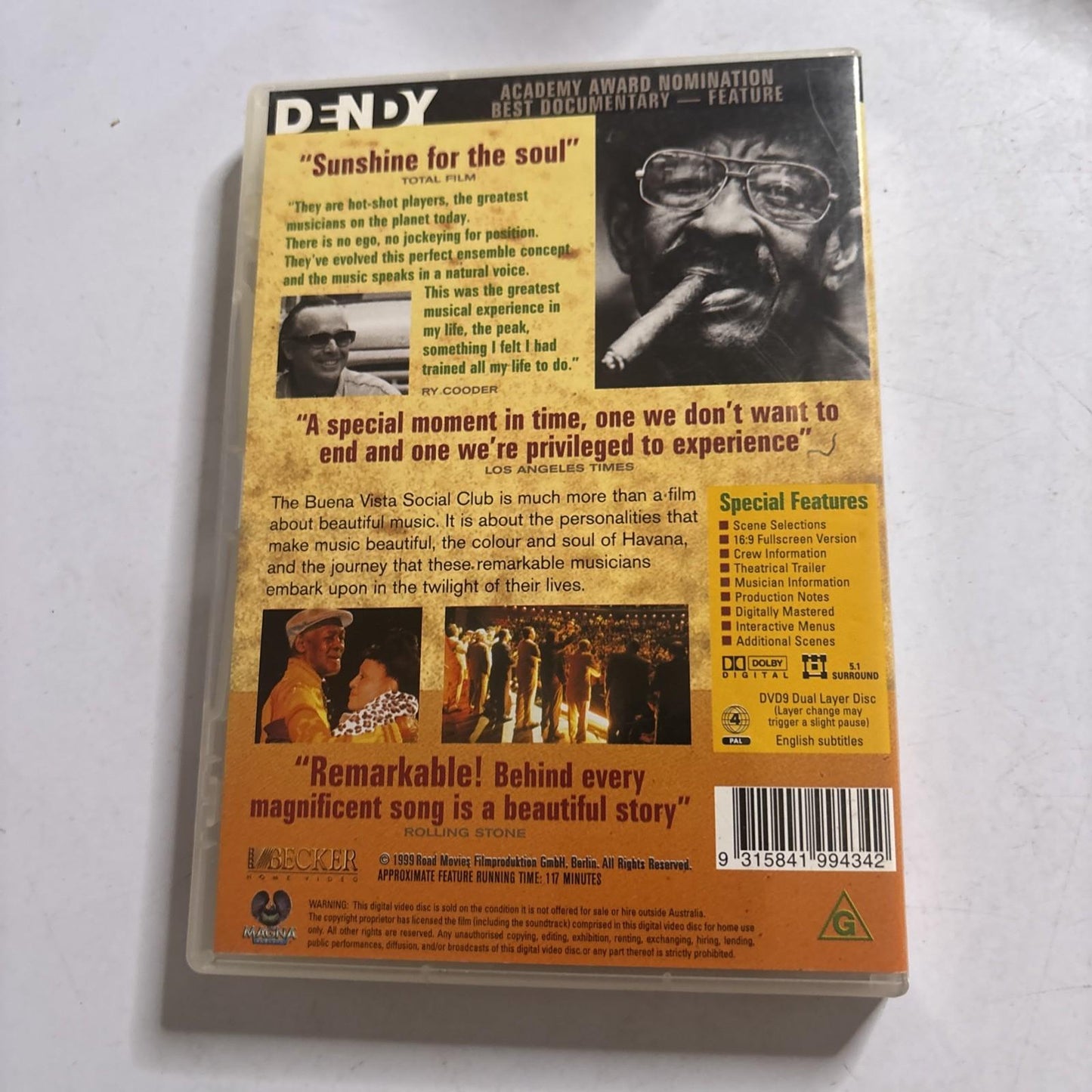 Buena Vista Social Club (DVD, 1999) Region 4 NEW