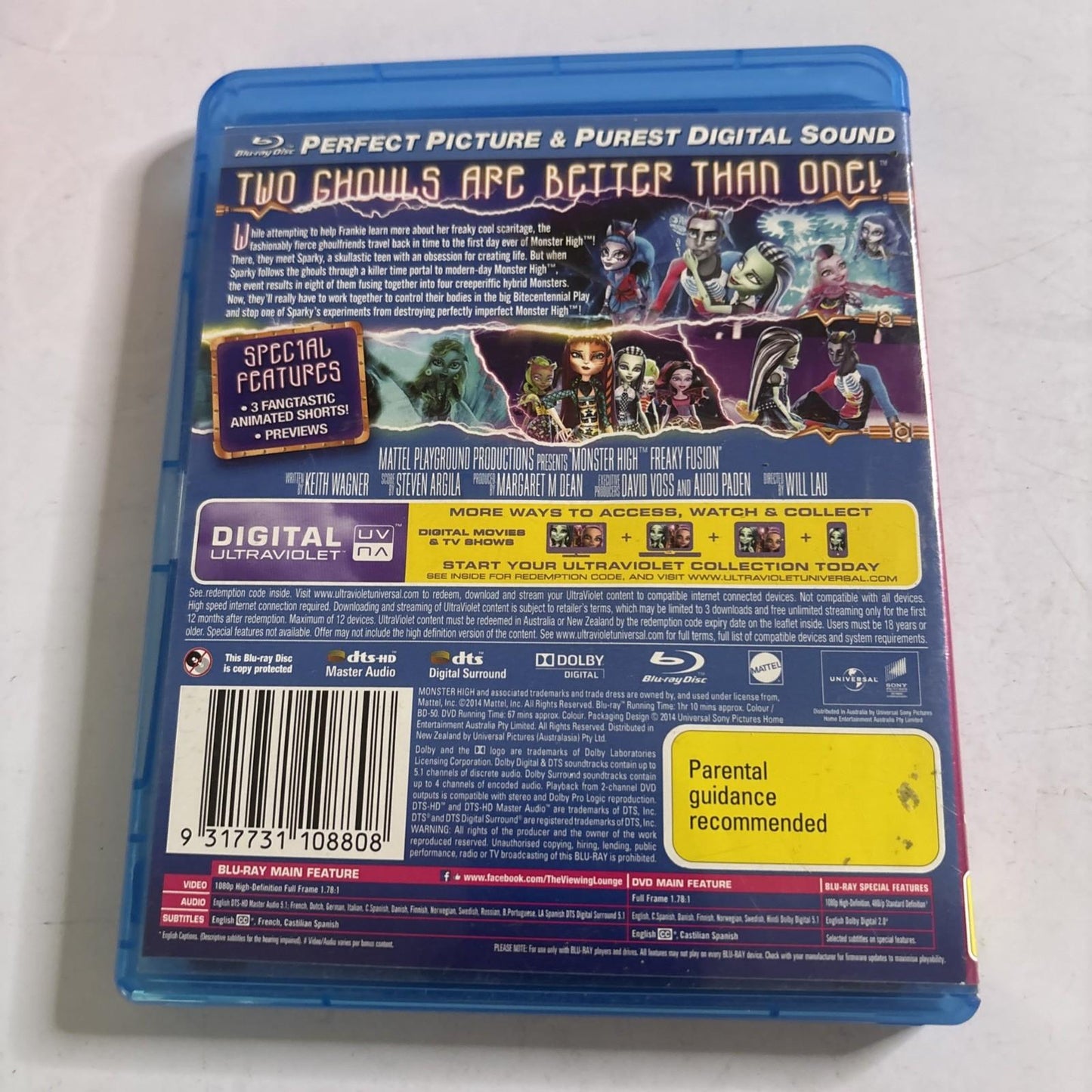 Monster High - Freaky Fusion (Blu-ray + DVD, 2014) Region B &4