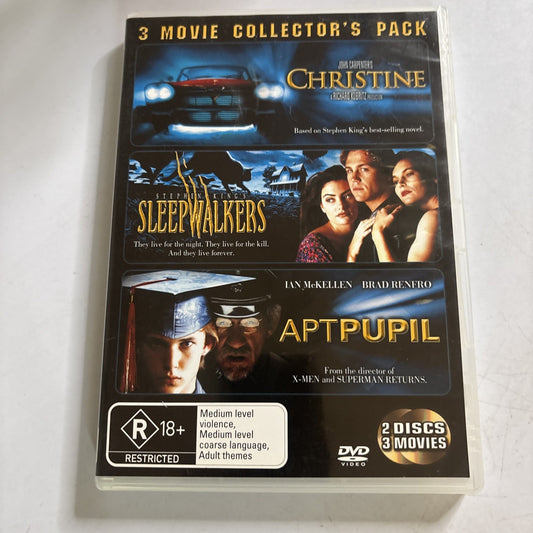 Christine / Sleepwalkers / Apt Pupil (DVD, 1983) Region 4 NEW