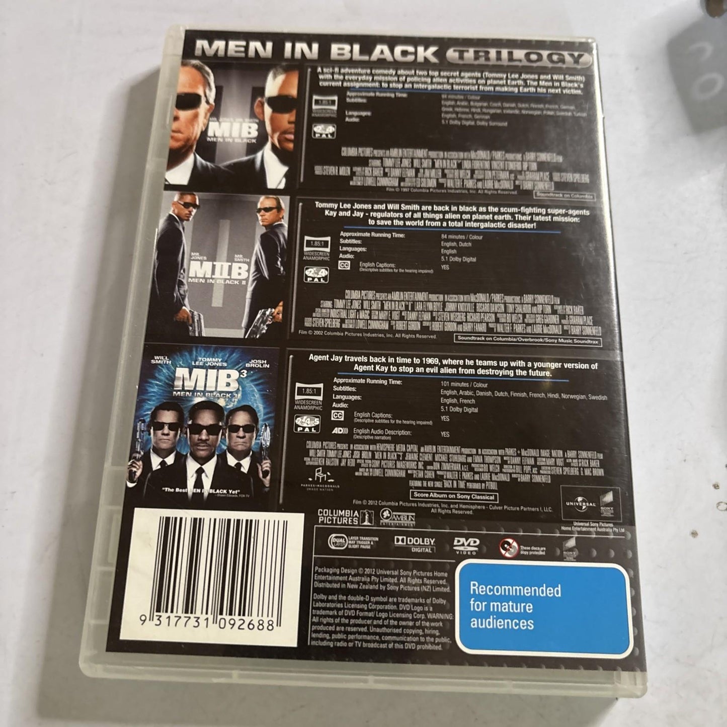 Men in Black Trilogy 1 2 3 (DVD, 2012) Will Smith Region 4