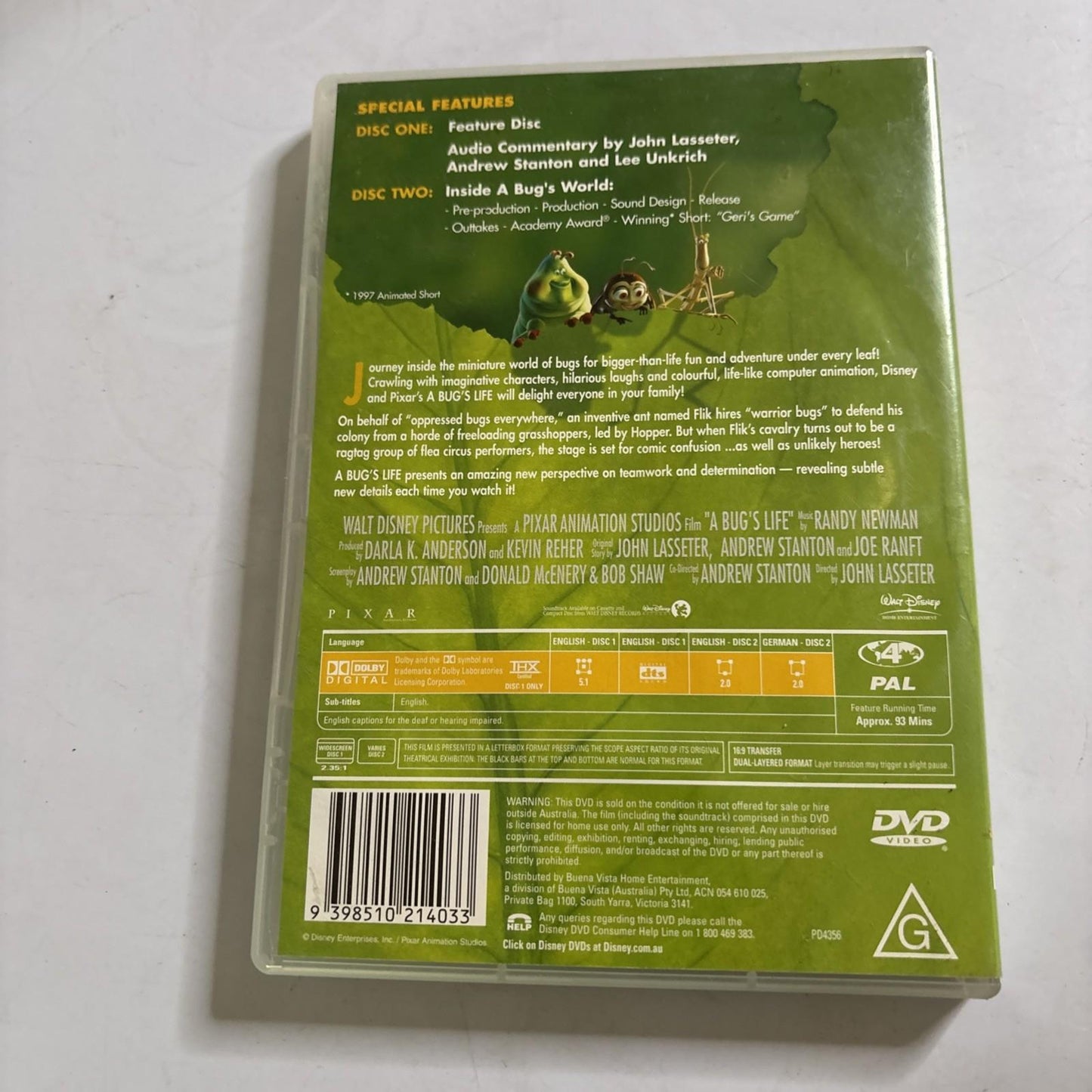 A Bug's Life (Collector's Edition, DVD, 1998)  Region 4