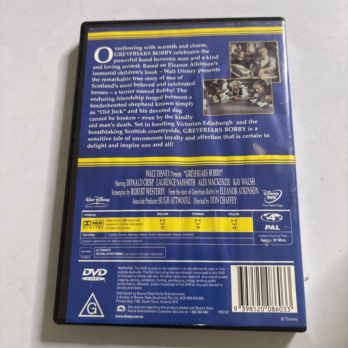 Greyfriars Bobby (DVD, 1961) Disney Region 4