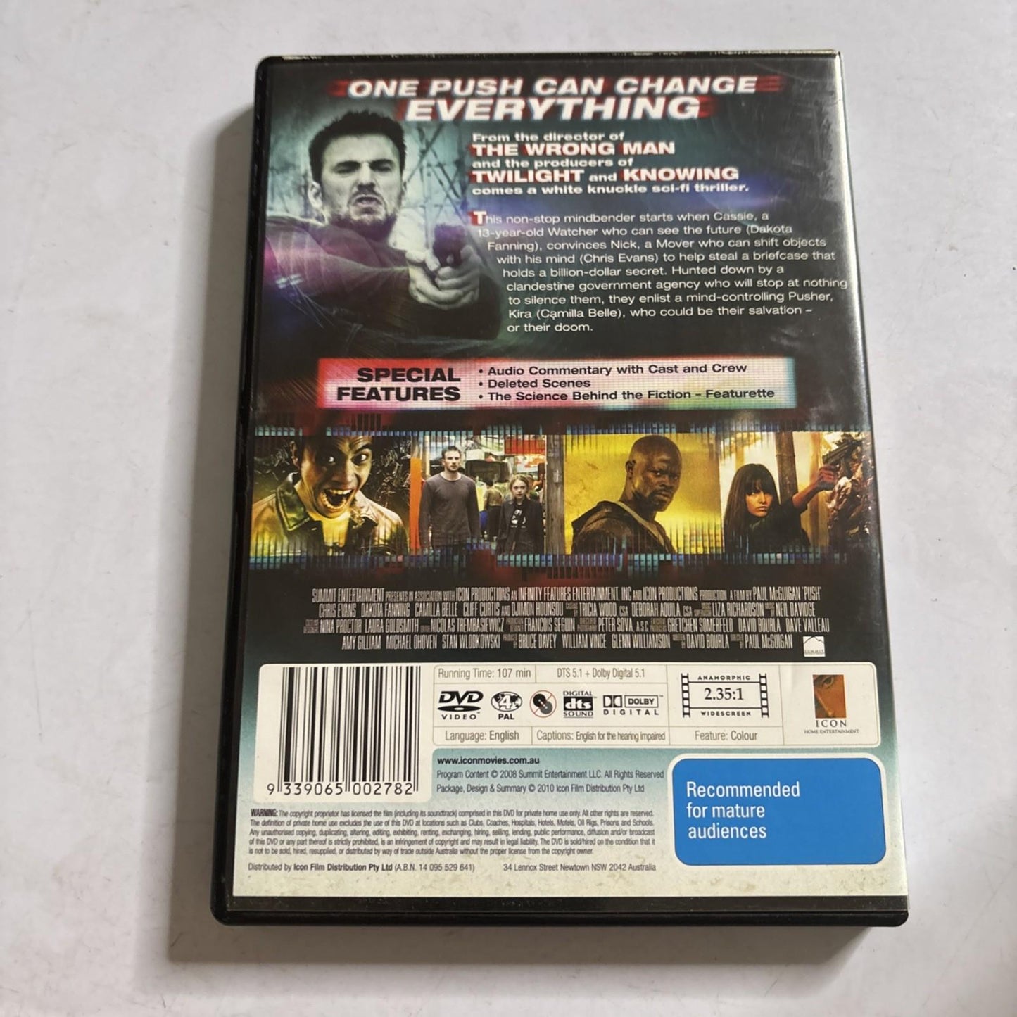 Push (DVD, 2008) Chris Evans, Dakota Fanning Region 4
