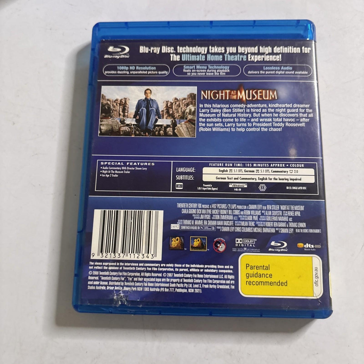 Night at the Museum (Blu-ray, 2006) Ben Stiller Region B – Retro Unit