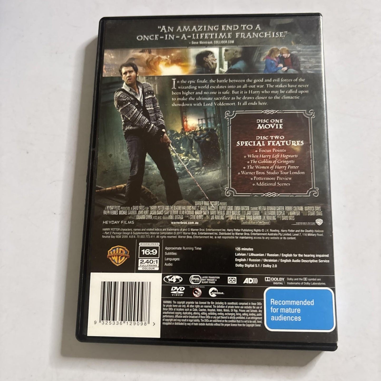 Harry Potter and the Deathly Hallows : Part 2 (DVD, 2011) Region 4