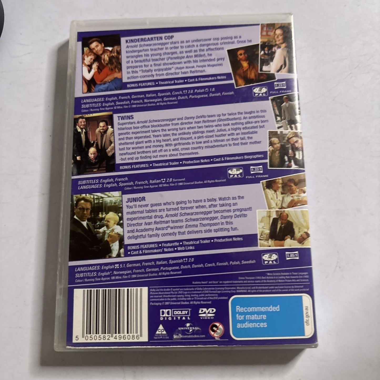 Kindergarten Cop / Twins / Junior (DVD) Arnold Schwarzenegger Region 4