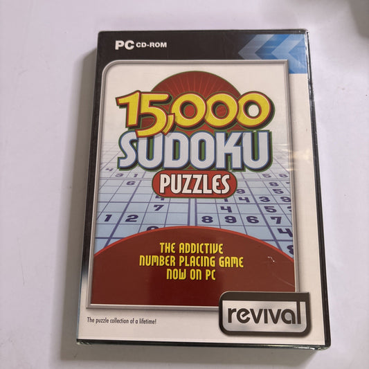 15000 Sudoku Puzzles 4 Difficulty Levels PC CD ROM Windows Game New Sealed