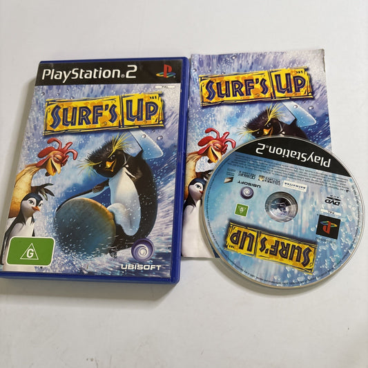Surf's Up (Sony PlayStation 2 PS2, 2007) Ubisoft Penguins PAL With Manual